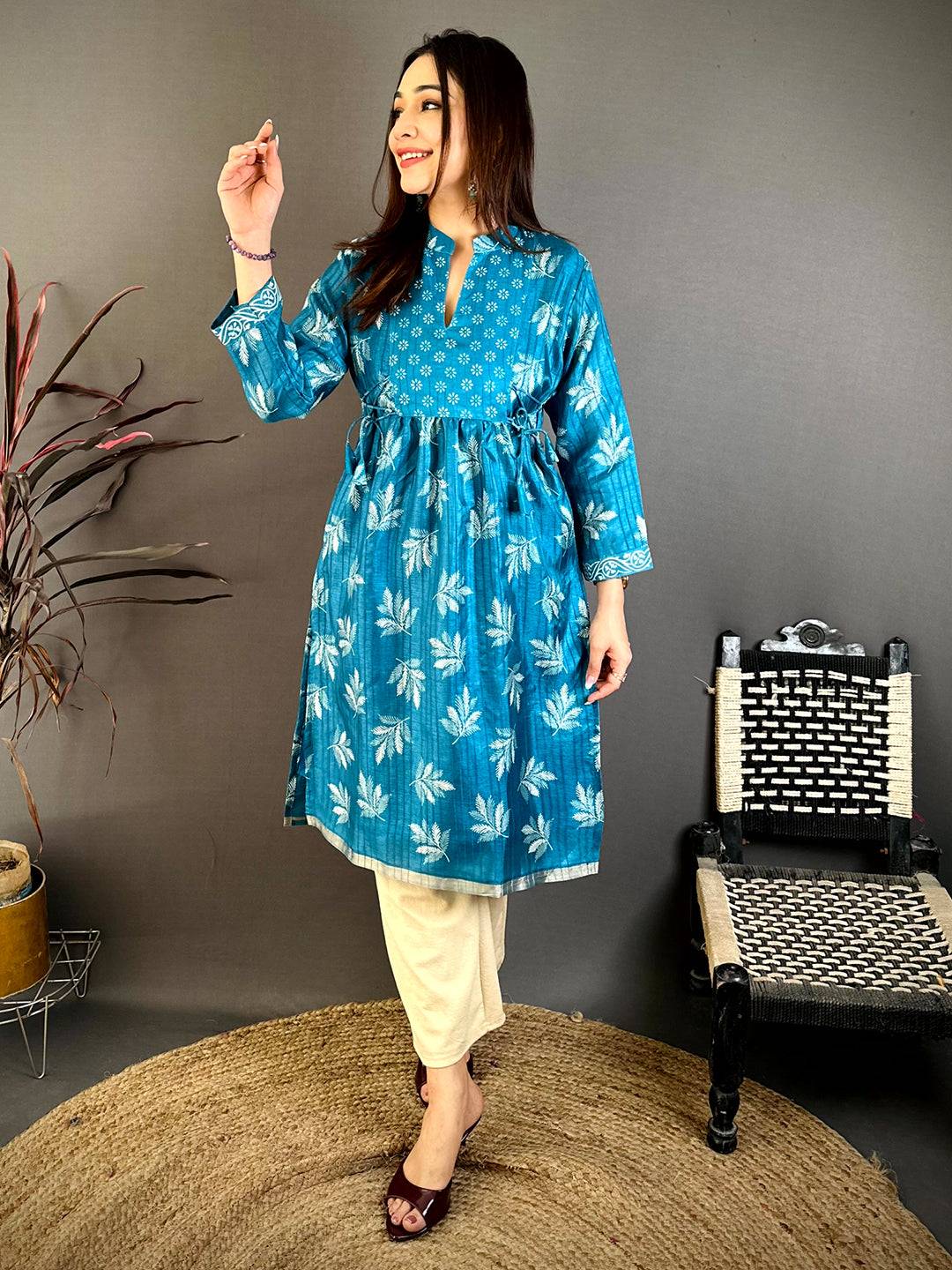Classic Kota Doriya Collar Flare Kurti