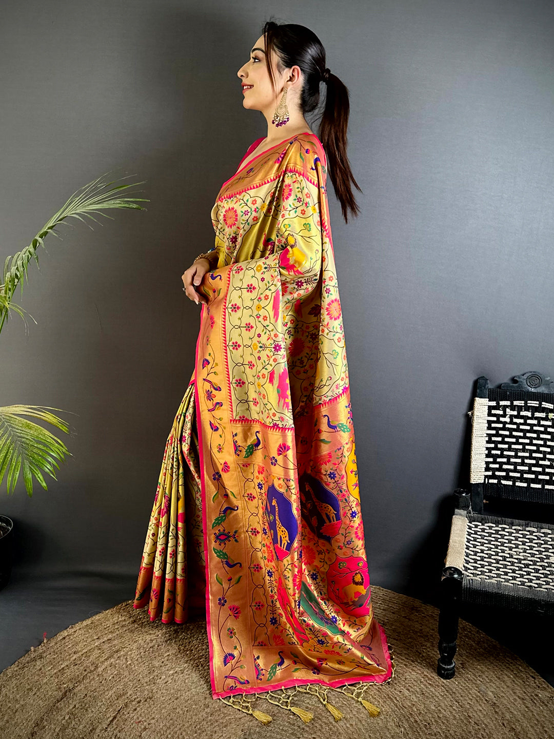 Royal Cream Patola Paithani Saree