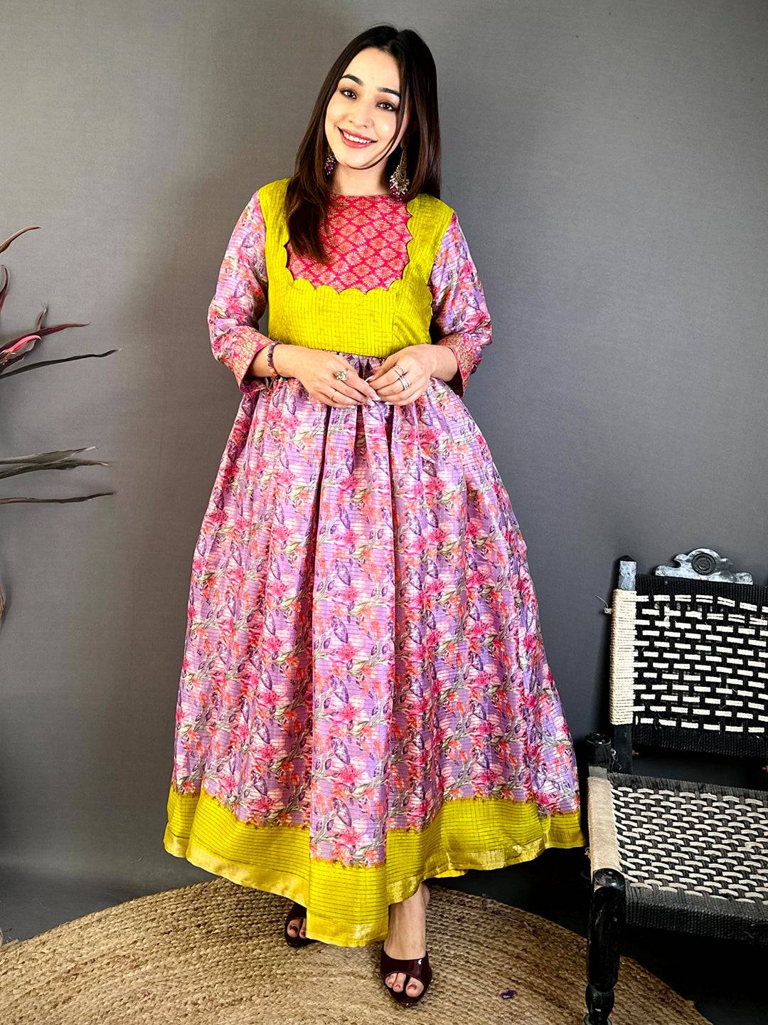 Elegant Kota Doriya Flared Dress