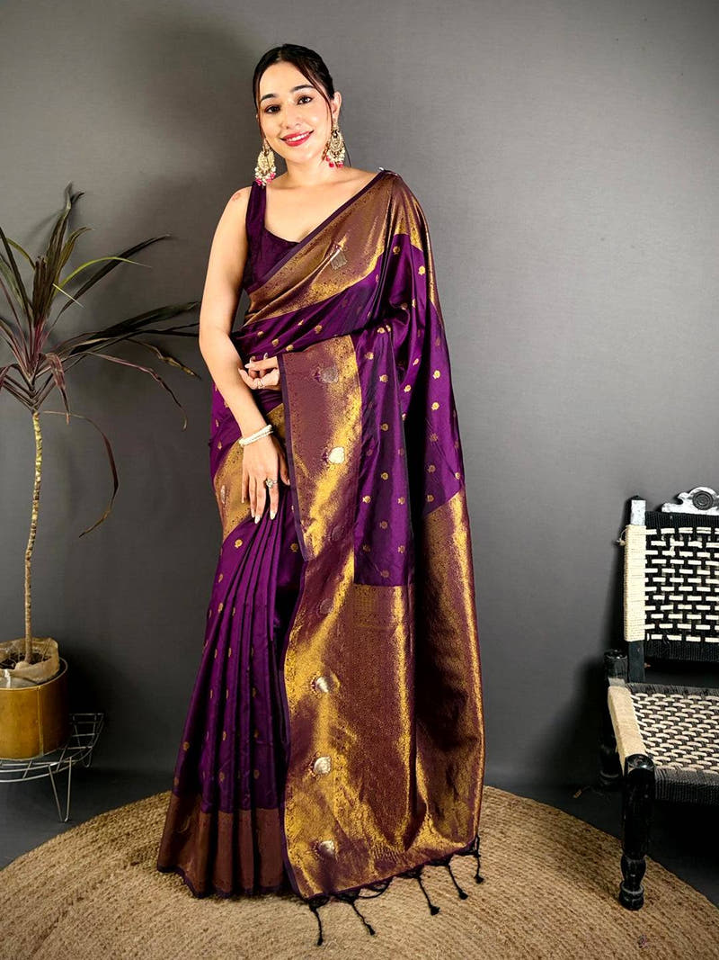 Elegant Ethnic Motif Soft Silk Rich Pallu Saree