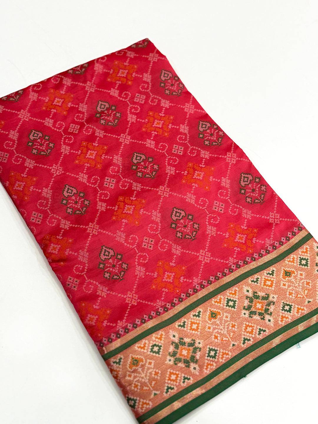 Gajri Pochampally Patola Soft Silk Saree