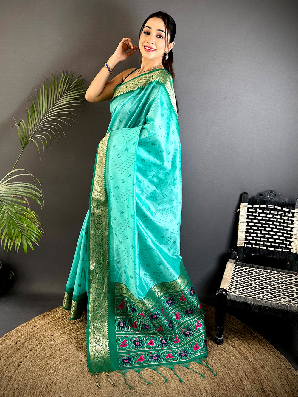 Rama Bandhej Pochampally Raw Silk Saree