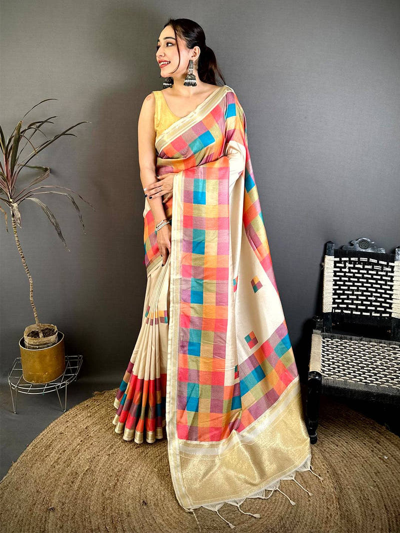 Soft Silk Multi Box Print Gaji Pallu Saree