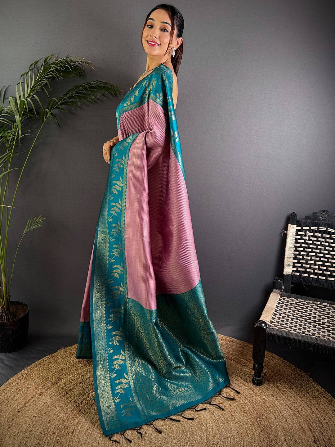 Pink Majesty Banarasi Katan Silk Saree