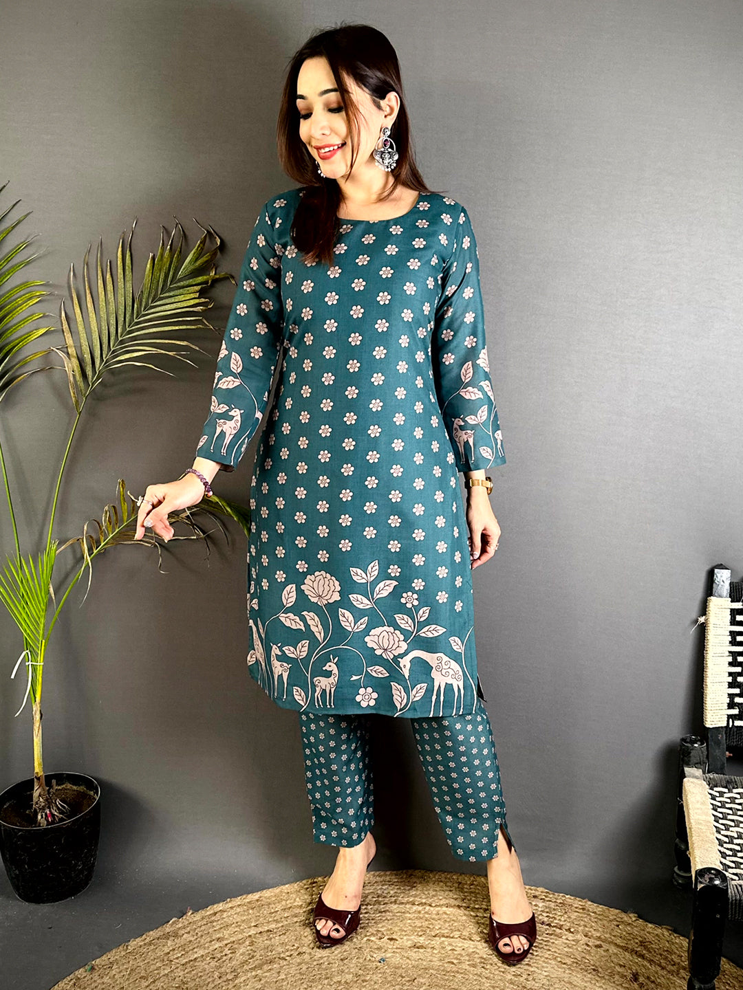 Elegant Kalamkari Round Cotton Kurti