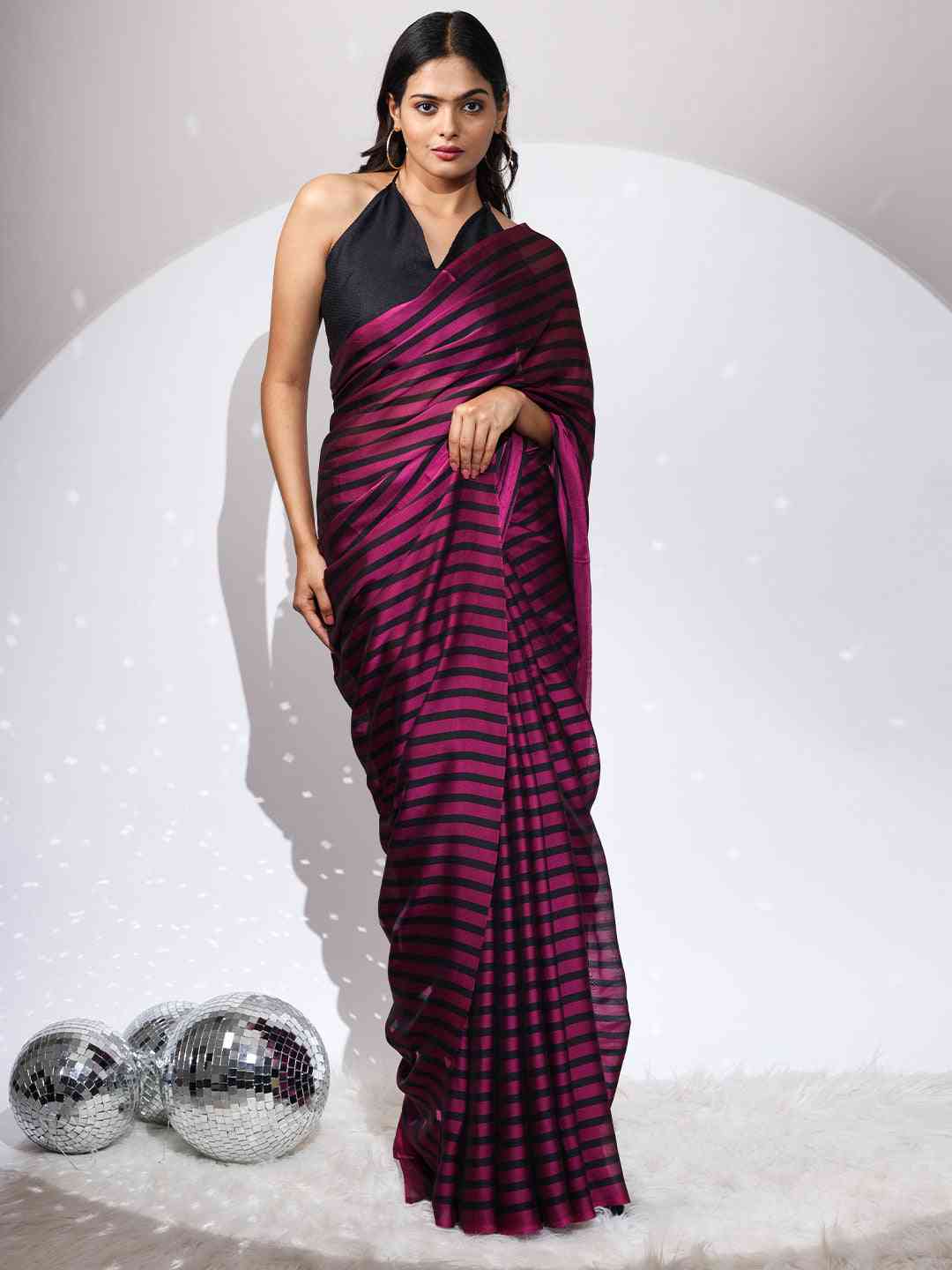 Pure Chiffon Dual Tone Designer Saree