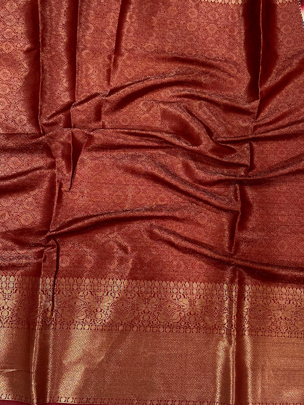 White Floral Kalamkari Kota Doriya Saree