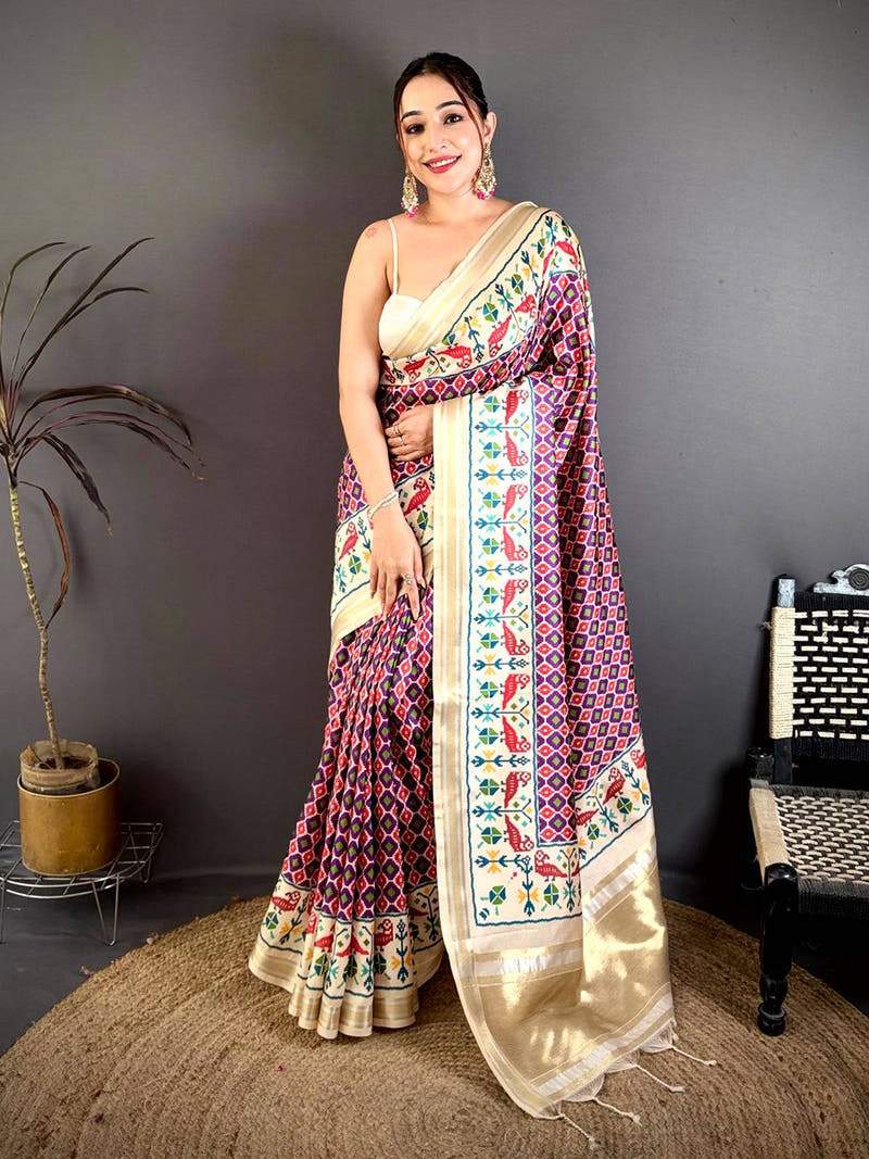 Regal Ikkat Soft Kanchi Silk Saree