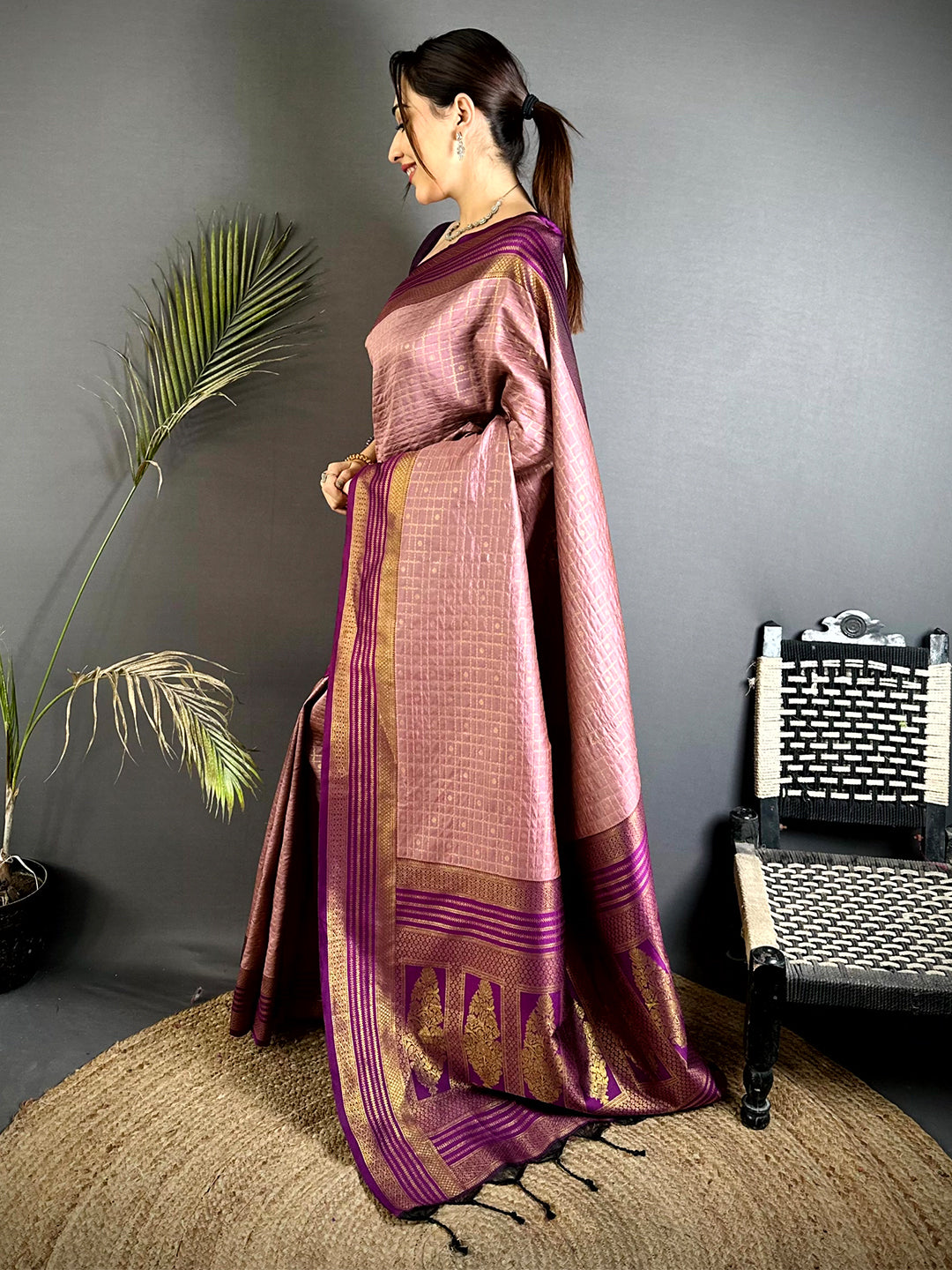 Opulent Magenta Banarasi Katan Silk Saree