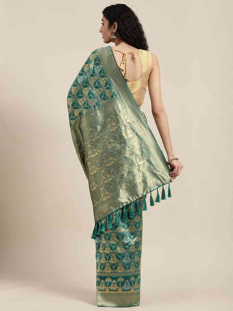Beautiful Banarasi Green Colour Woven Design Saree