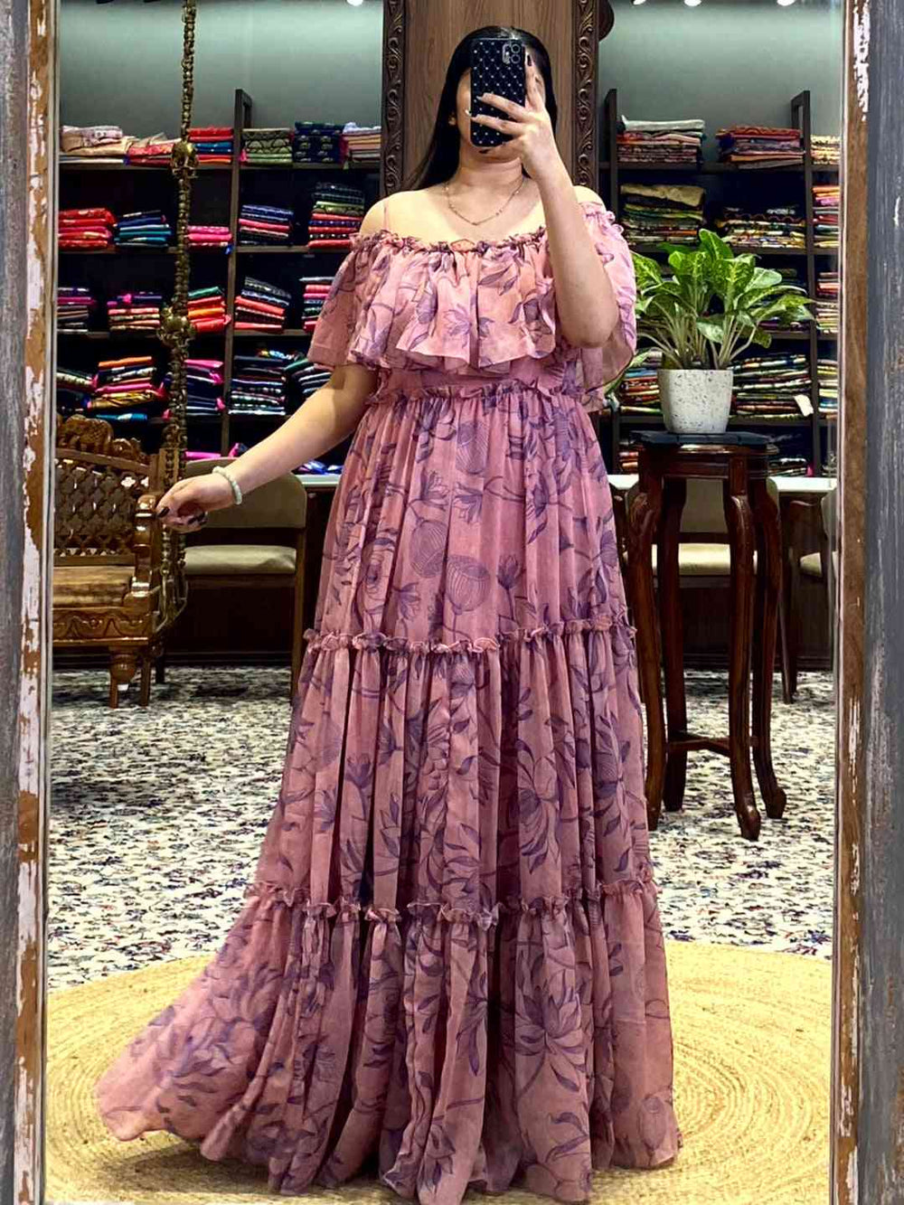 Mauve Botanical Floral Dress