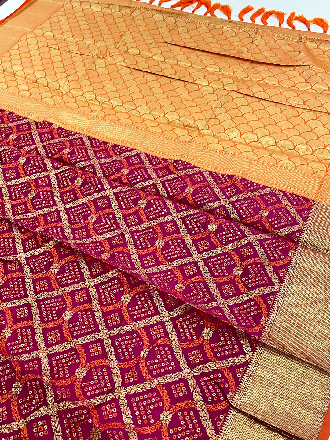 Wine Banarasi Patola Silk Saree With Zari