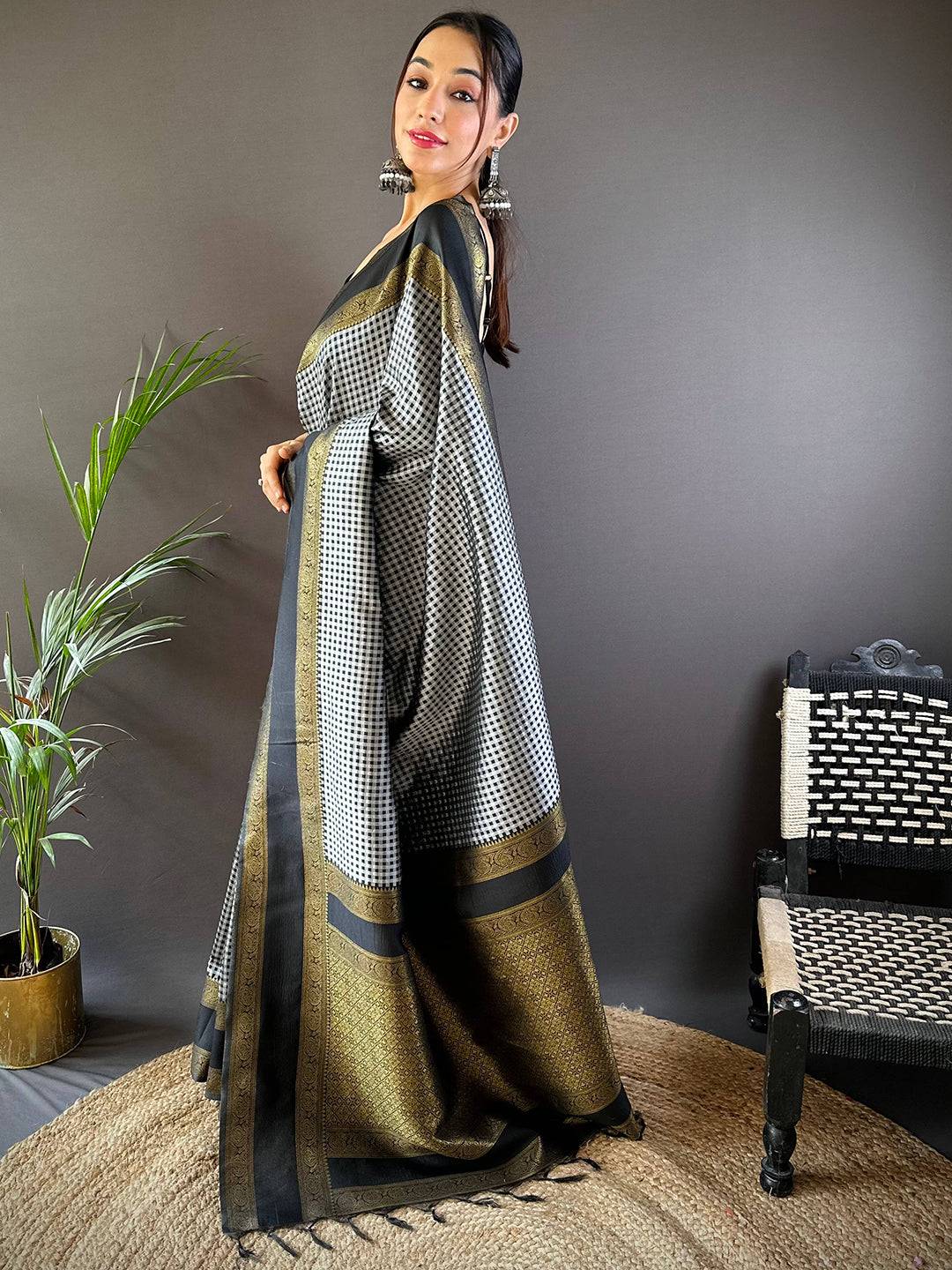 Exclusive Gold Zari Katan Silk Saree