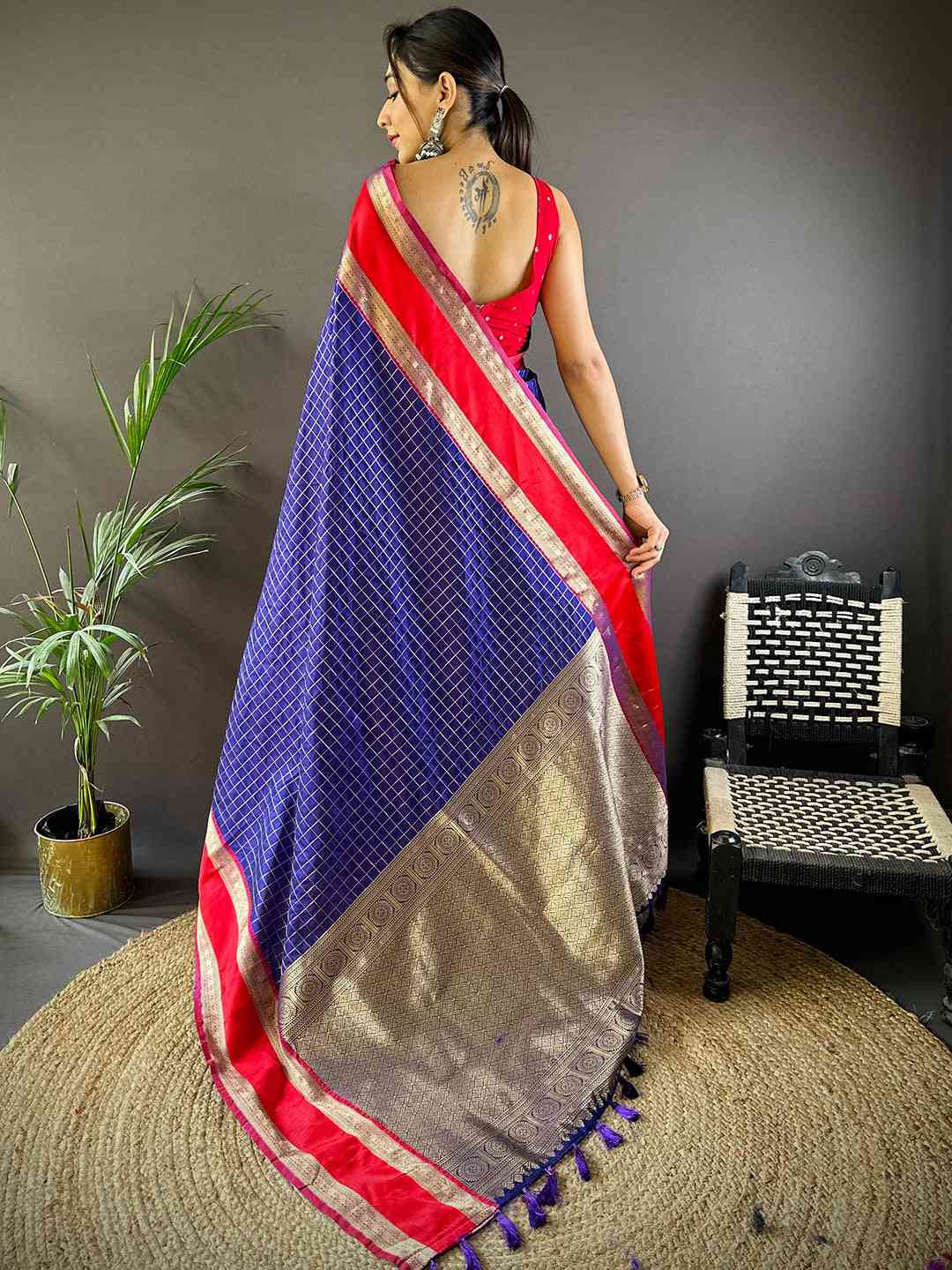 Blue Silk Woven Kanchi Banarasi Saree