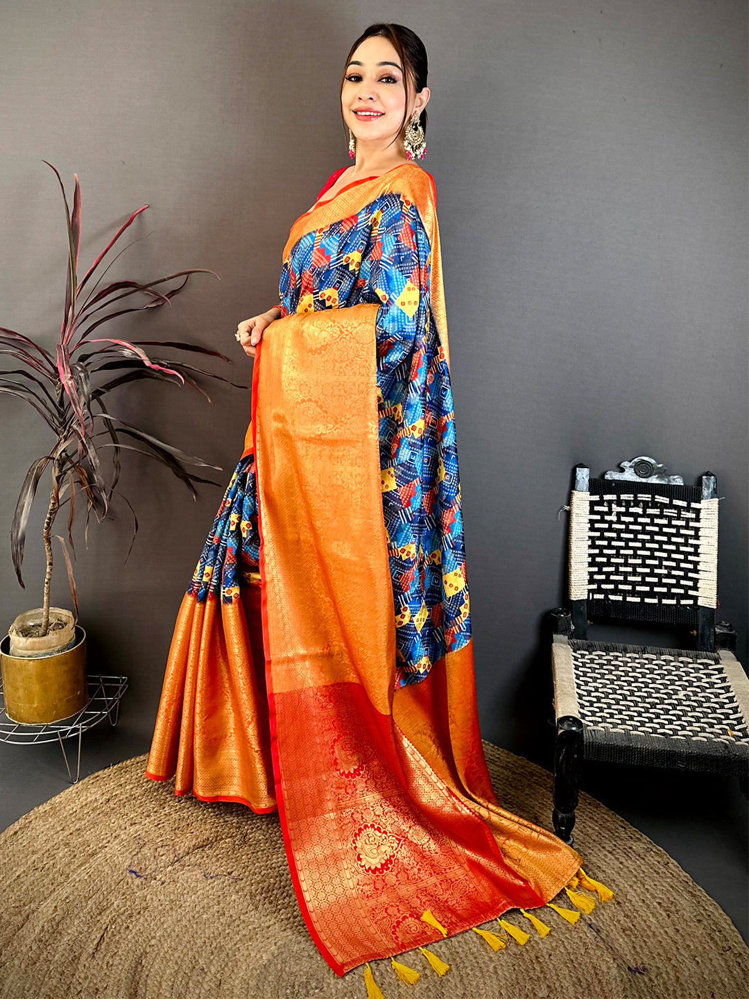Opulent Soft Silk Digital Print Kanchi Saree