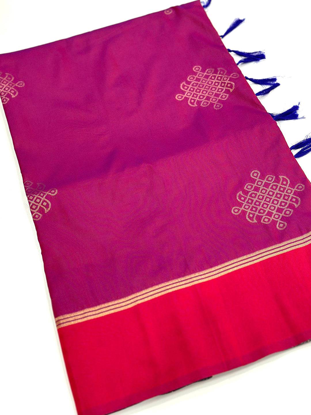 Red Kolam Silk Heritage Saree