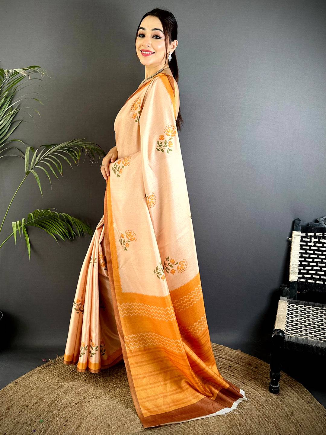 Artistic Soft Tussar Digital Print Saree