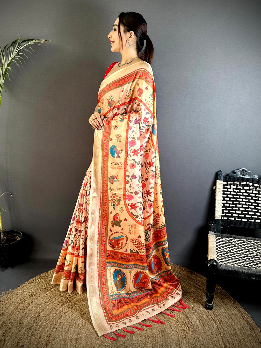Radiance Kashmiri Print Soft Silk Saree