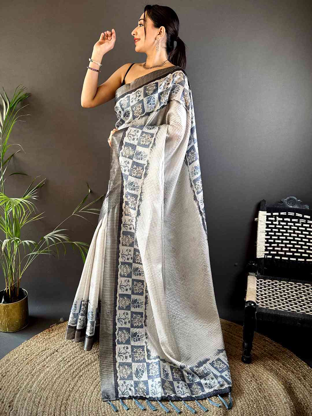 Radiant Dark Blue Soft Silk Digital Print Saree