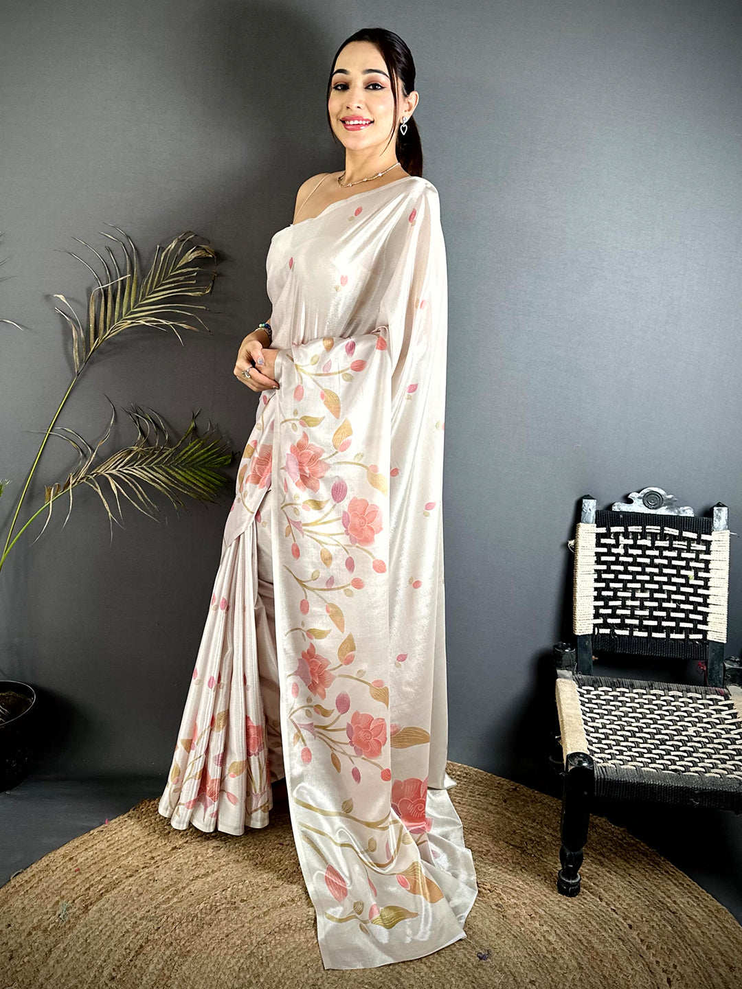 Majestic Soft Chinnon Chiffon Floral Saree