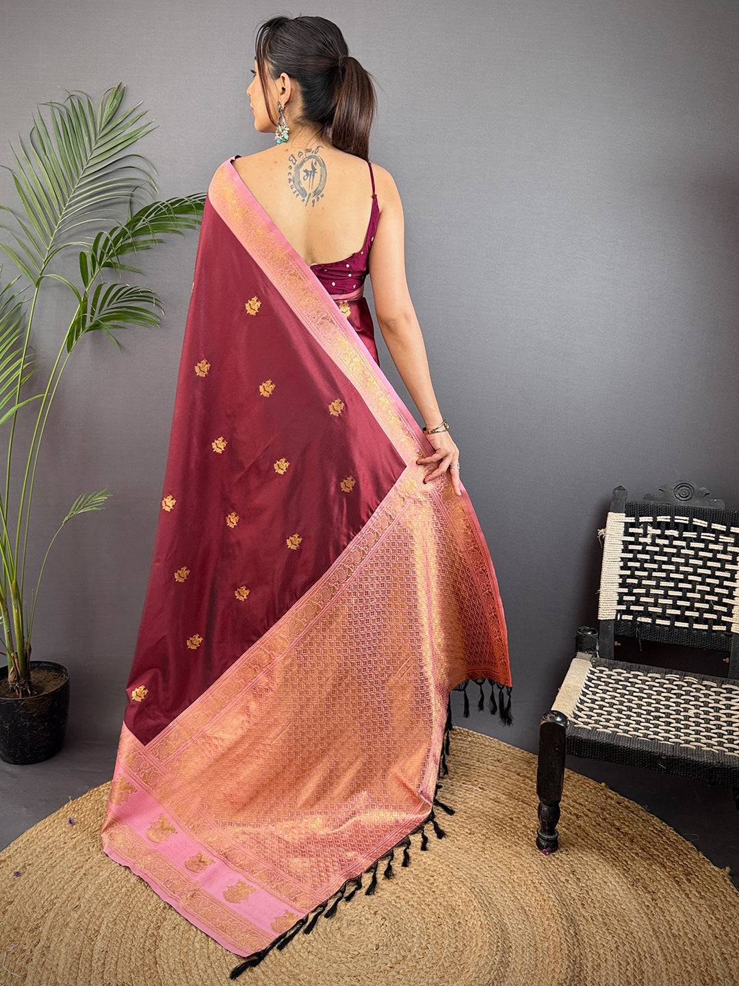 Brown Soft Gadwal Silk Saree