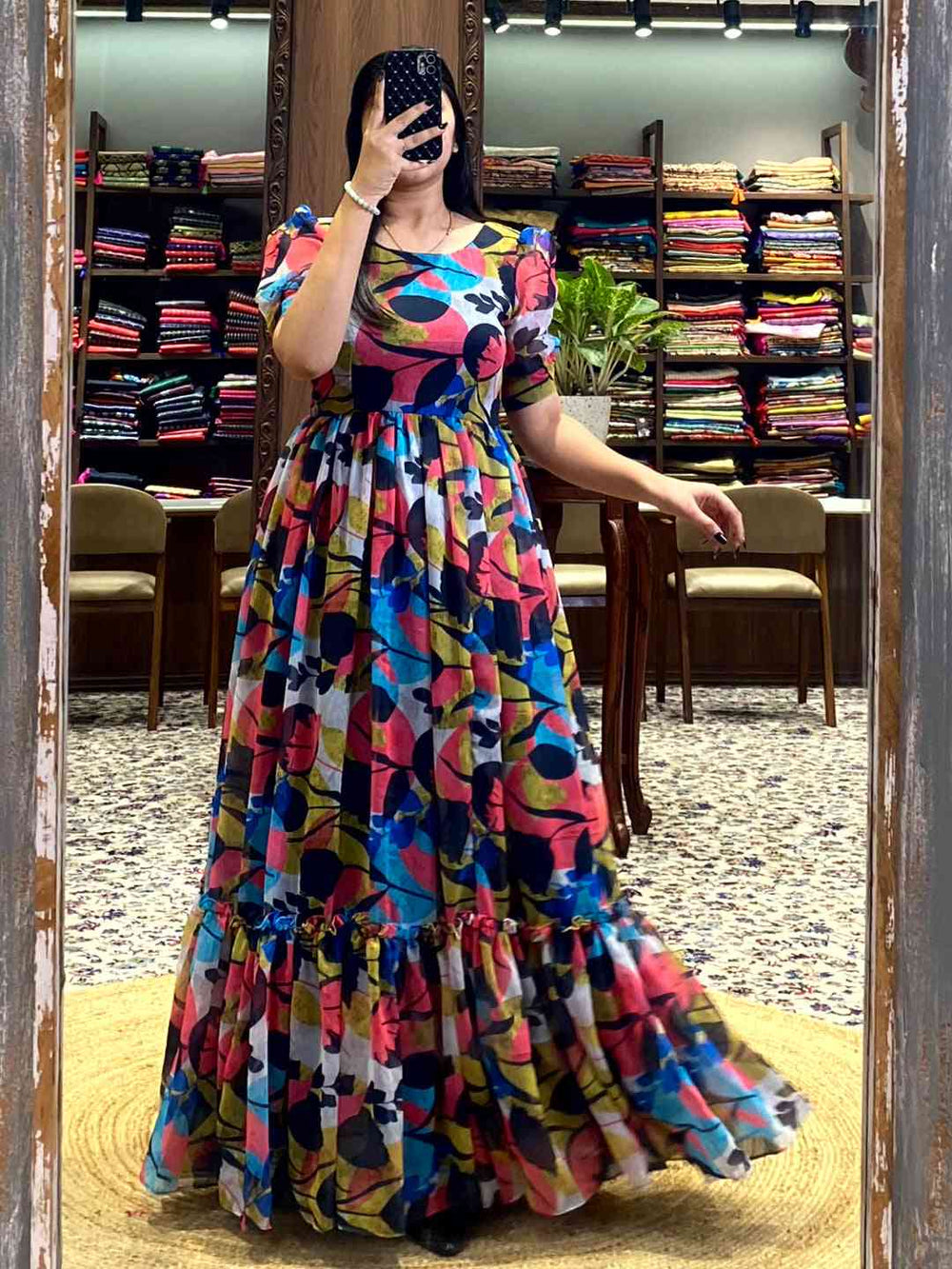 Black Floral Print Dress