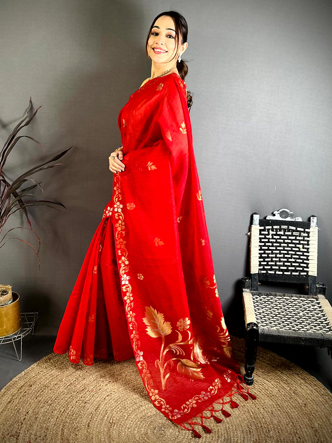 Red Sona Chandi Khadi Ghicha Saree