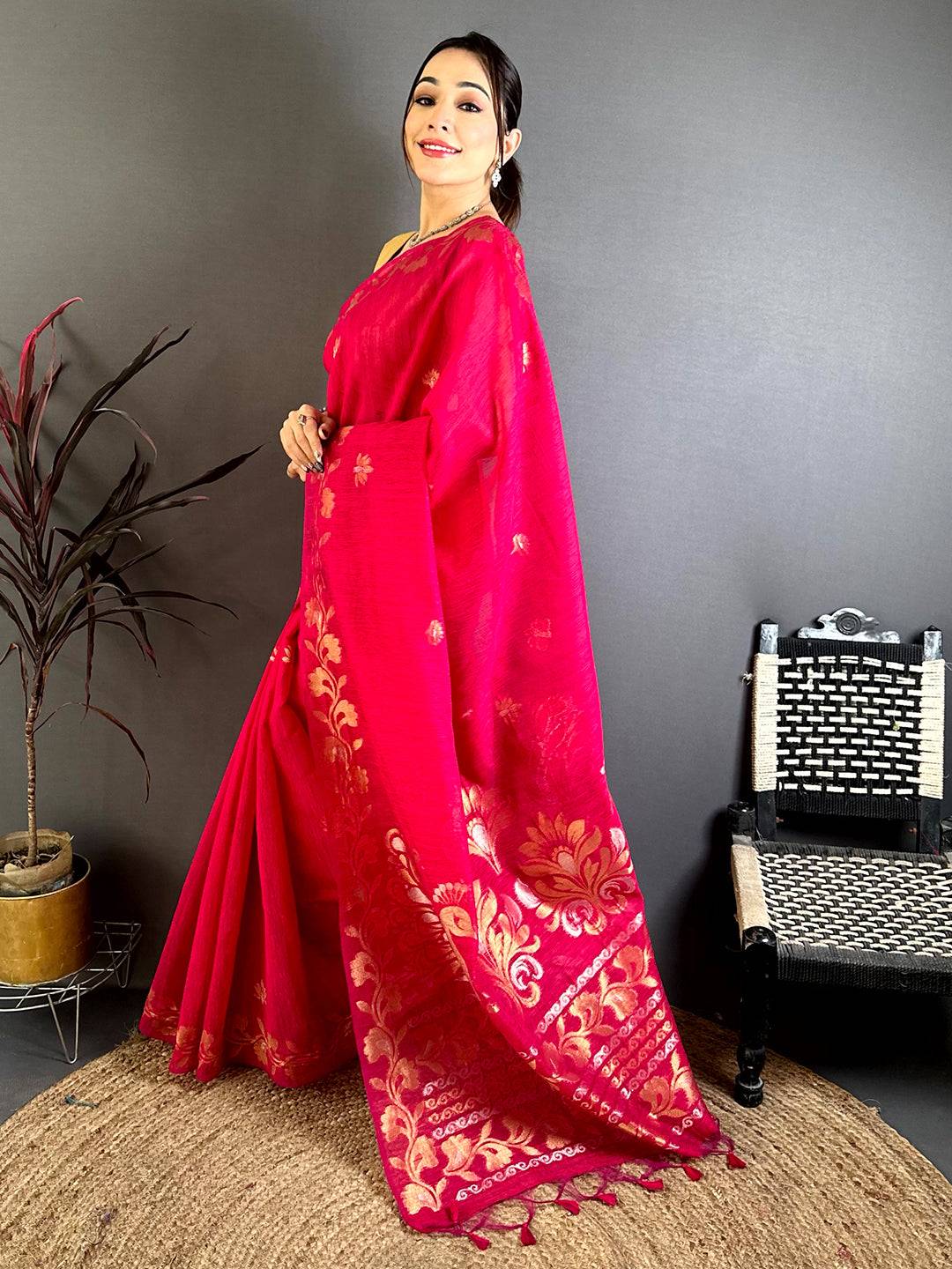 Rani Peacock Zari Munga Saree