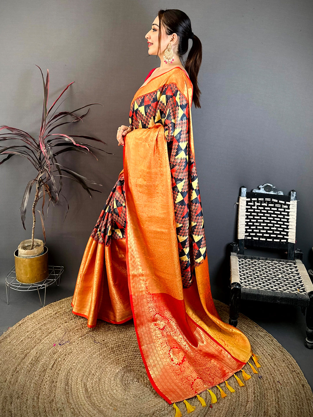 Vibrant Soft Silk Digital Print Kanchi Saree