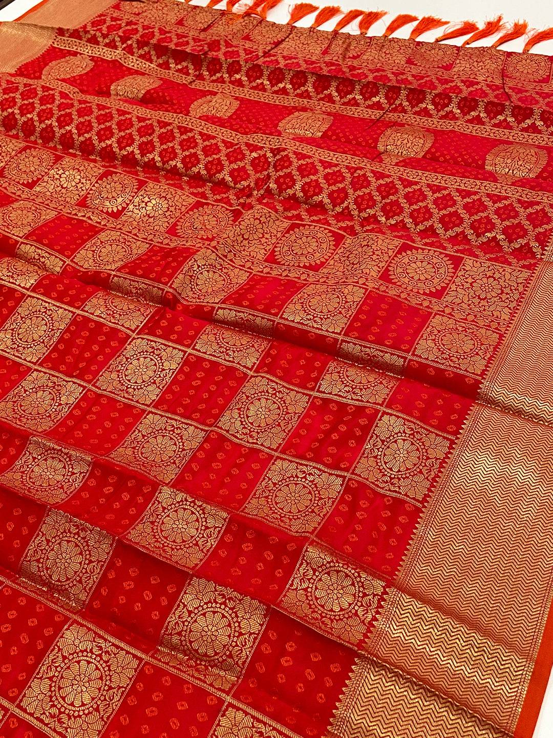 Red Banarasi Square Patola Saree