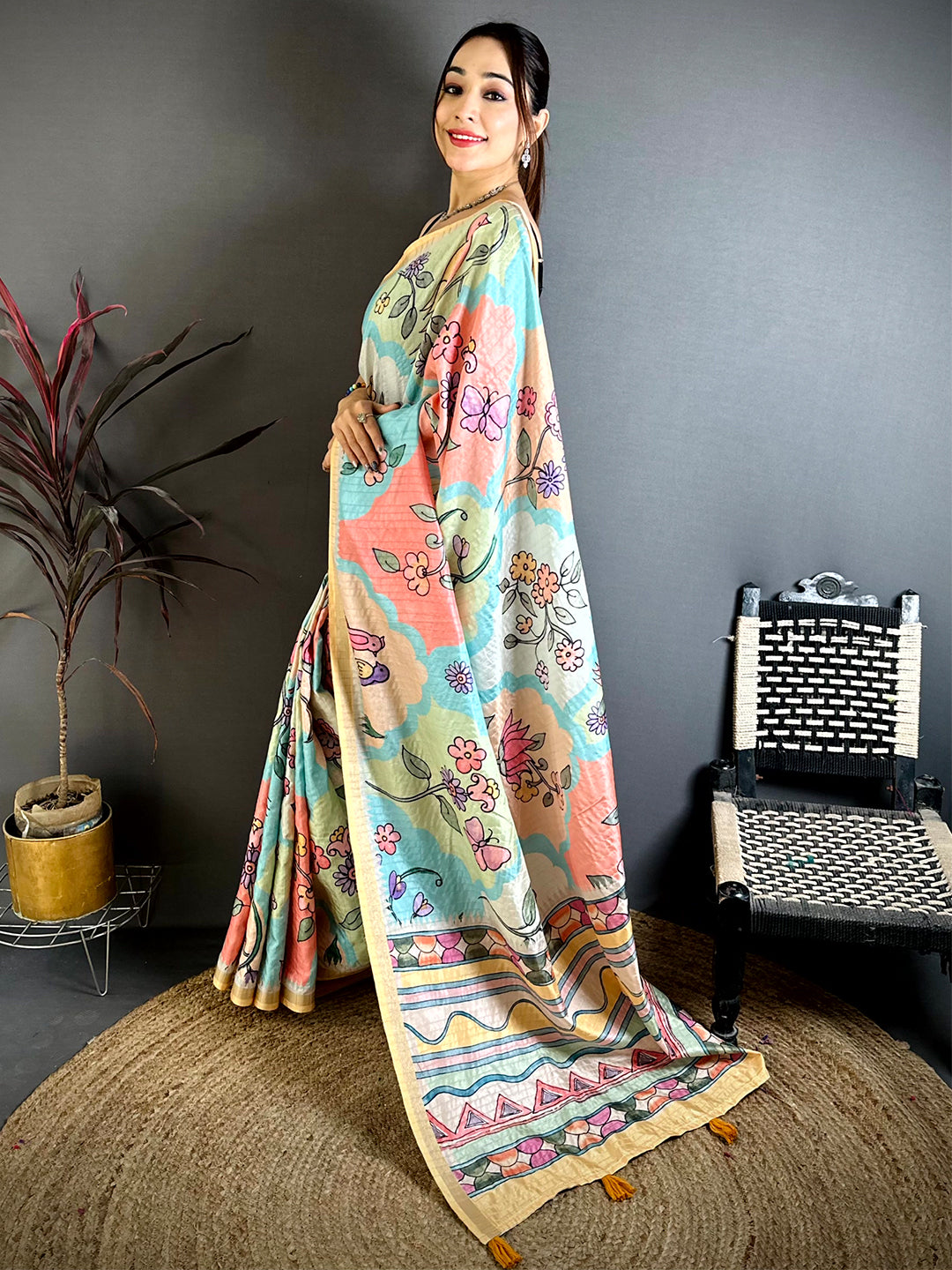 Opulent Folk Art Tussar Ghicha Saree