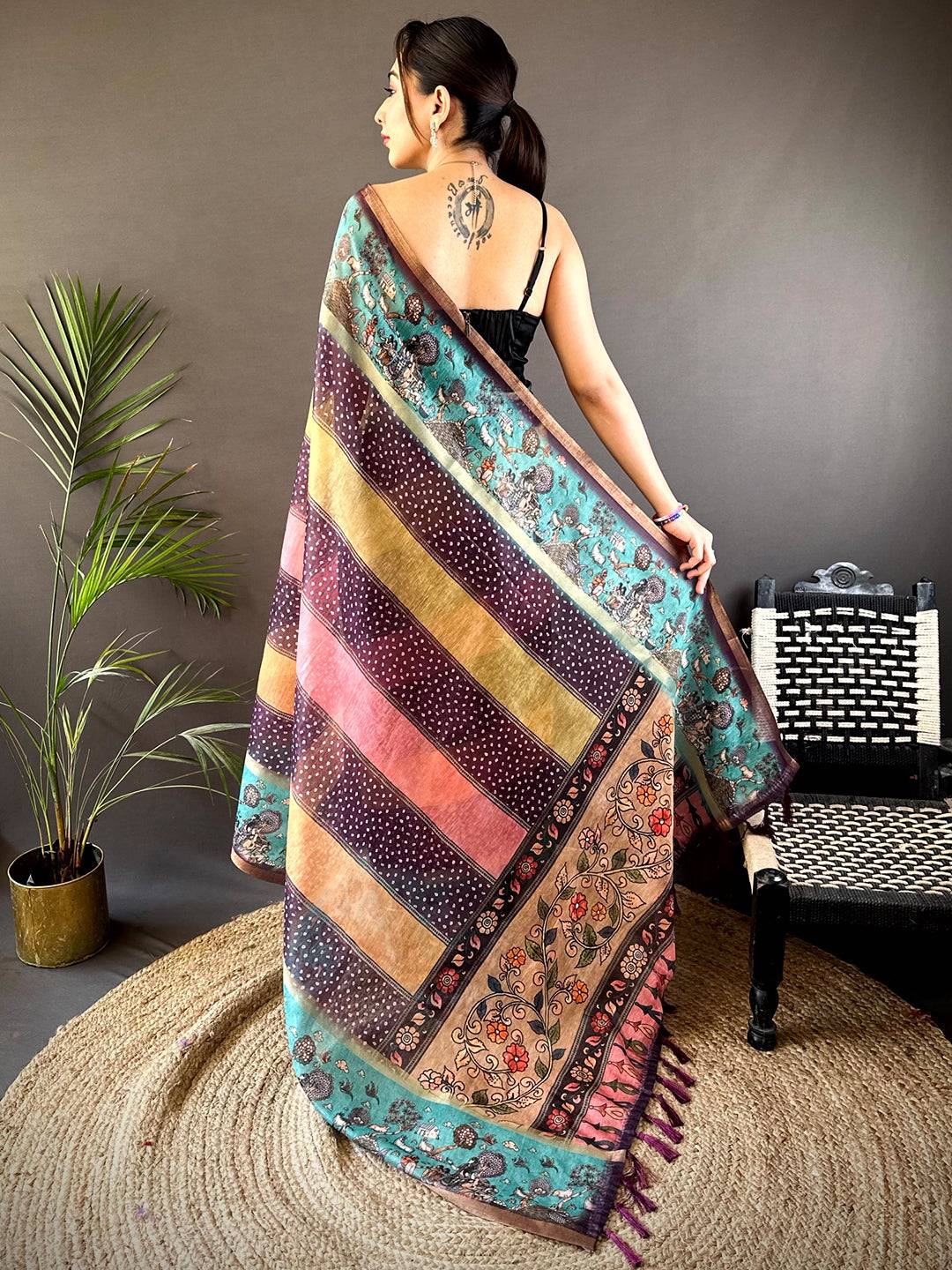 Graceful Soft Chanderi Cotton Bandhej Print Saree