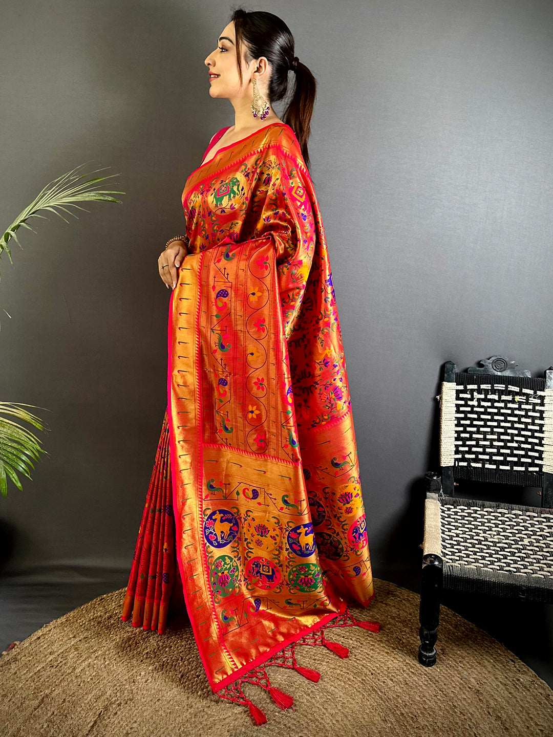 Red Patola Motif Soft Silk Saree