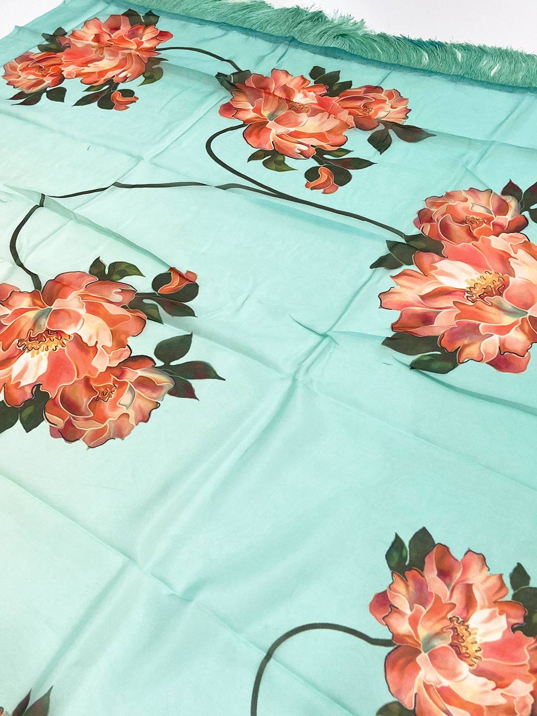 Serene Sea Green Pure Tebi Silk Saree