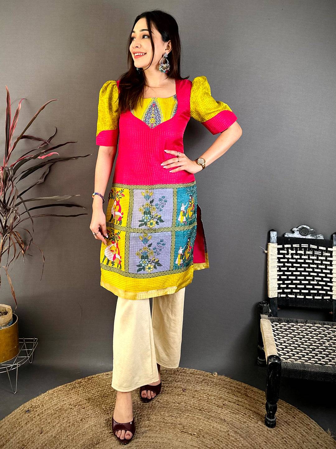 Classic Kota Doriya Round Neck Kurti