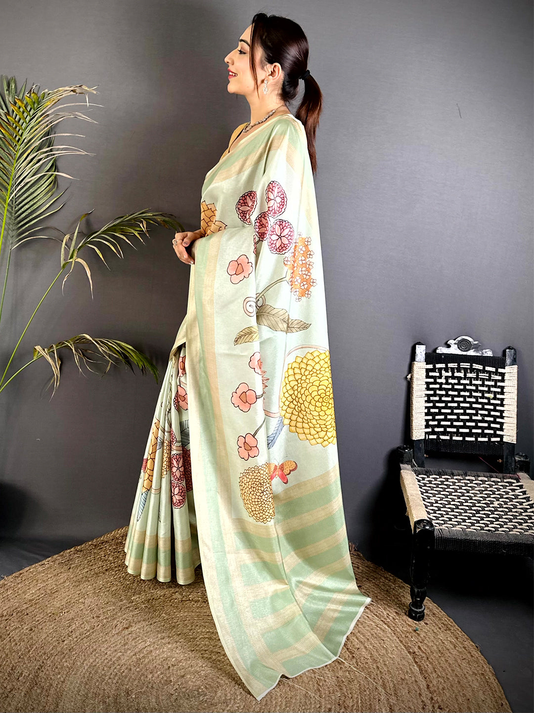Heritage Tussar Silk Gadwal Border Saree