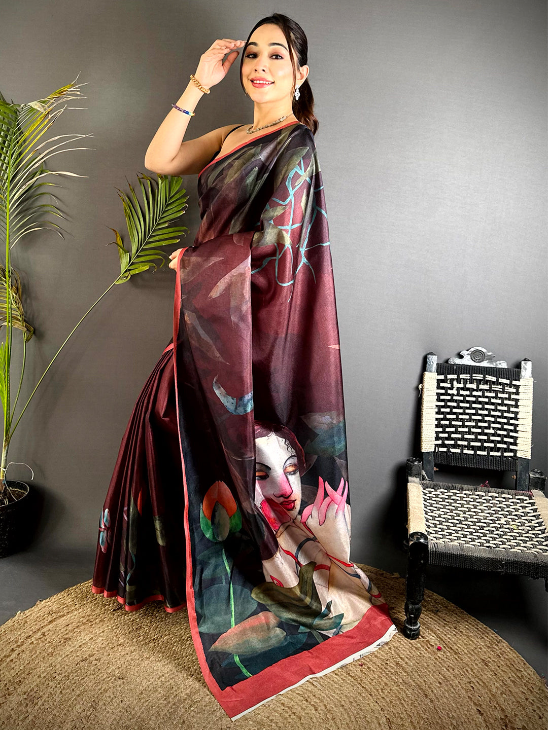 Opulent Poster Art Abstract Tussar Saree