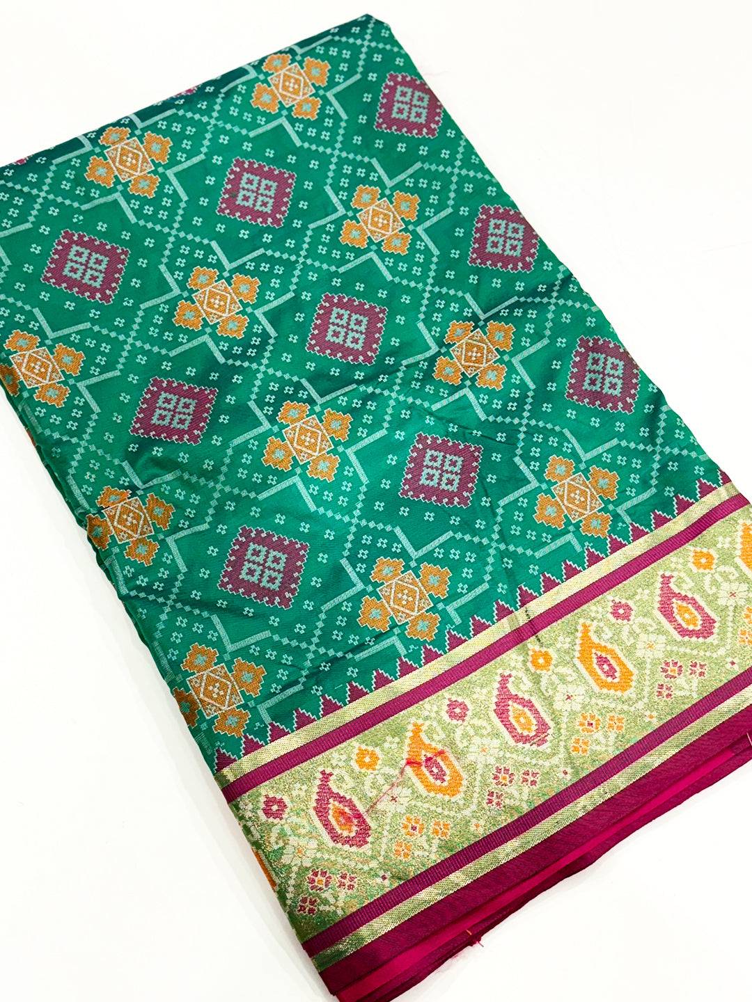 Sky Soft Silk Saree With Patola Weaving