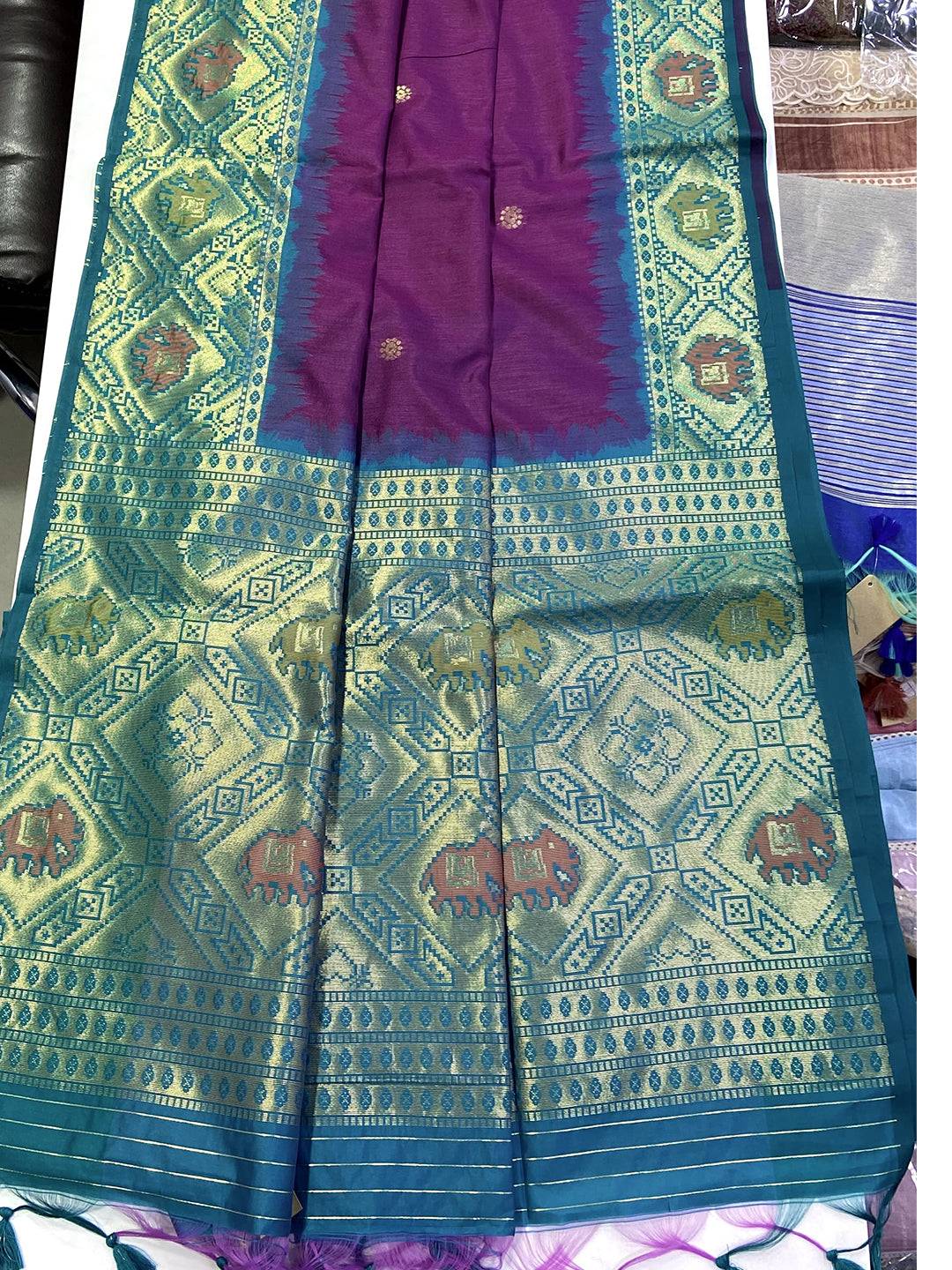 Royal Purple Silk Zari Weaving Saree