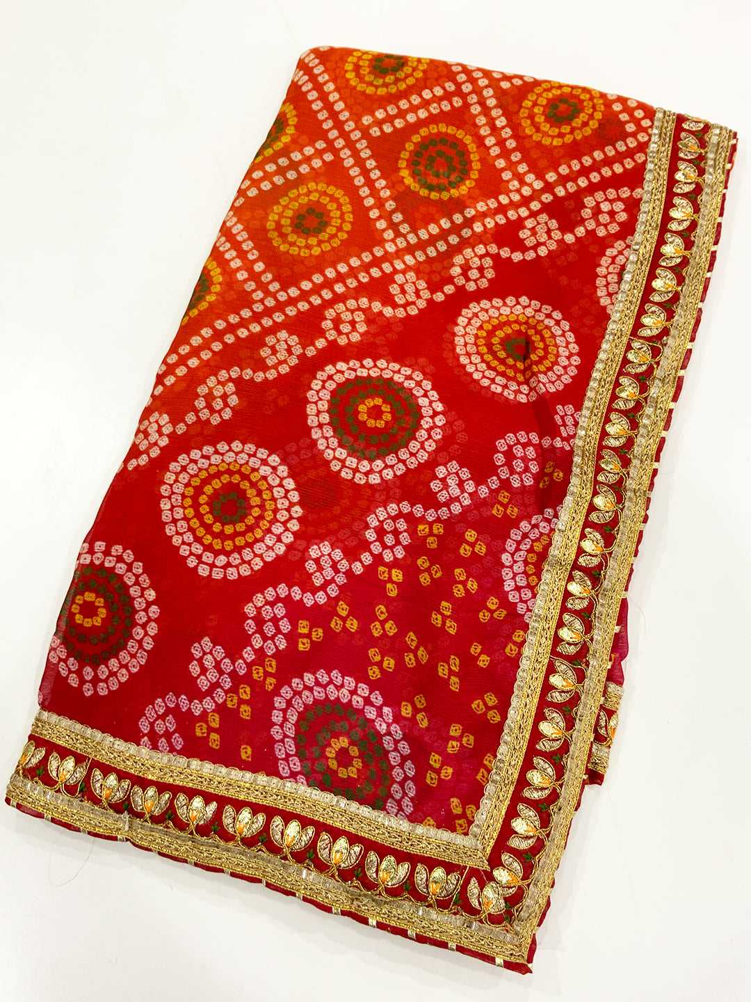Royal Foil Bandhani Chiffon Saree