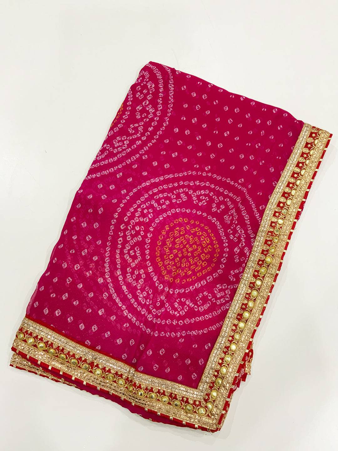 Designer Chinnon Chiffon Bandhani Saree