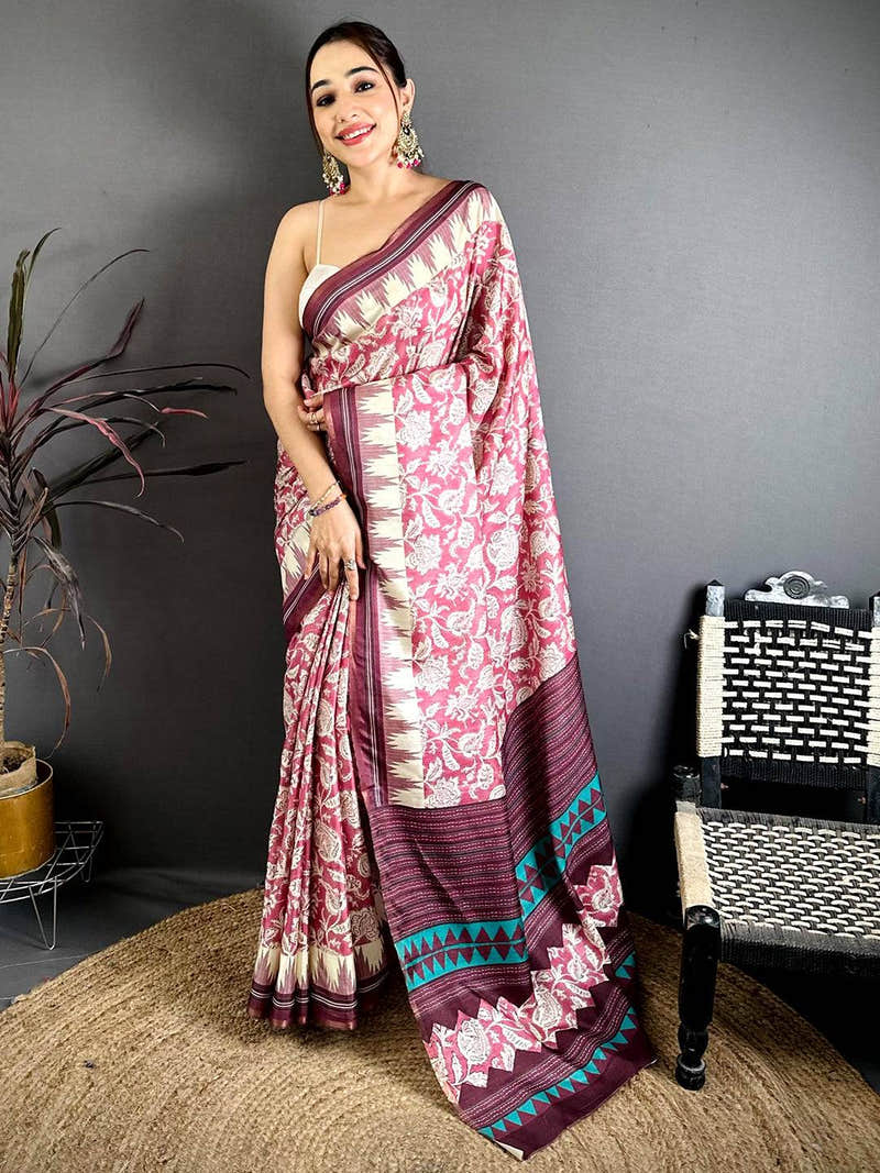 Royal Block Print Soft Zarna Silk Saree