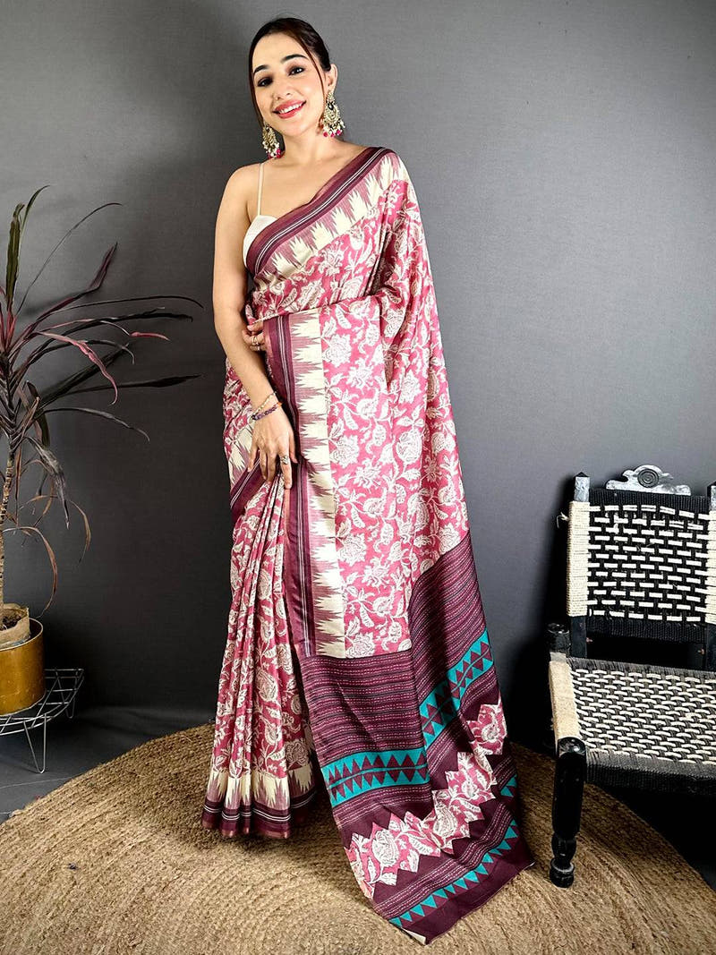 Royal Block Print Soft Zarna Silk Saree