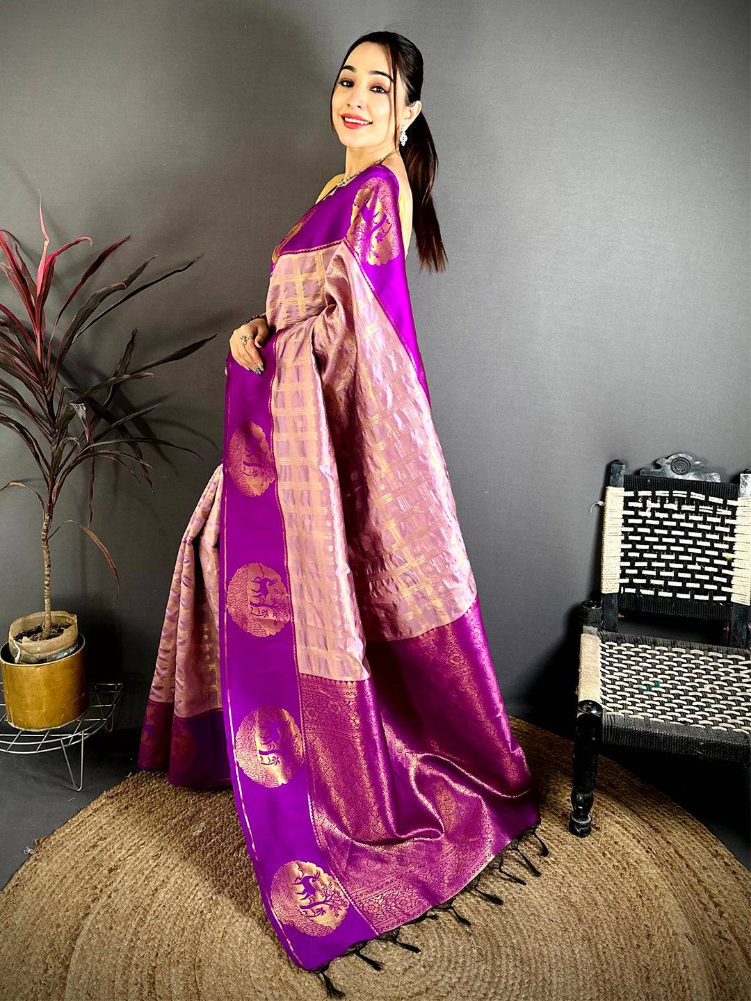 Poster Zari Banarasi Katan Silk Saree