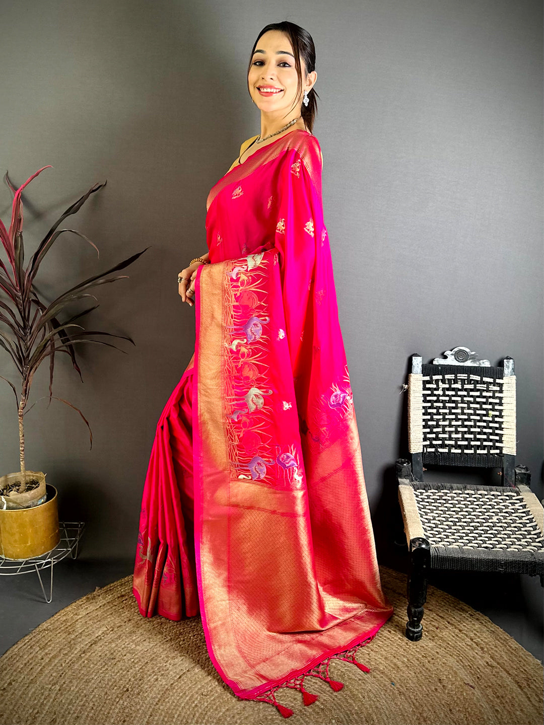 Royal Minakari Satin Silk Saree