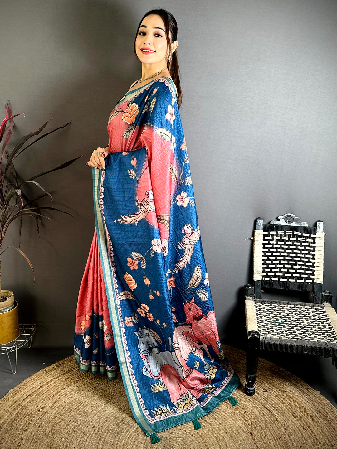 Artisan Tussar Ghicha Digital Art Saree