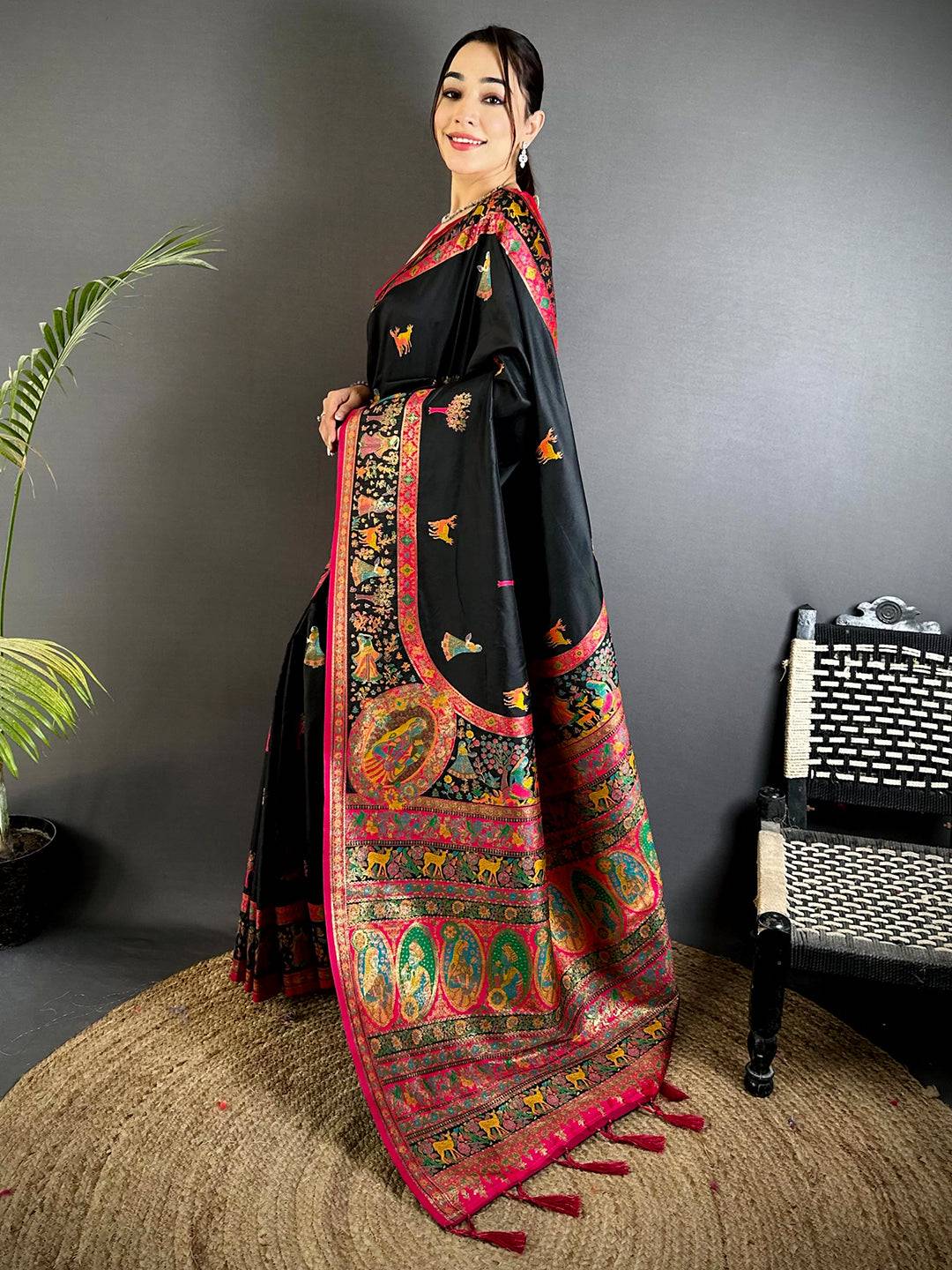 Radiant Kashmiri Pashmina Minakari Saree
