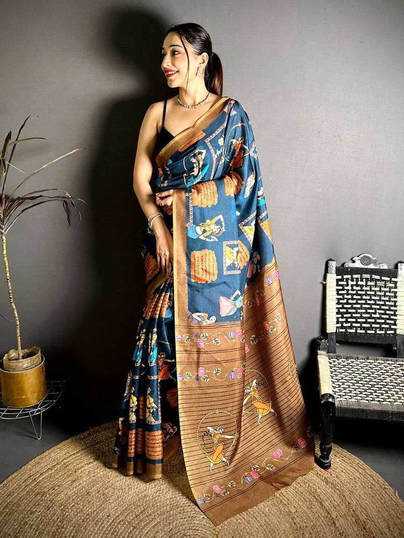 Classic Bharatanatyam Butta Tussar Saree