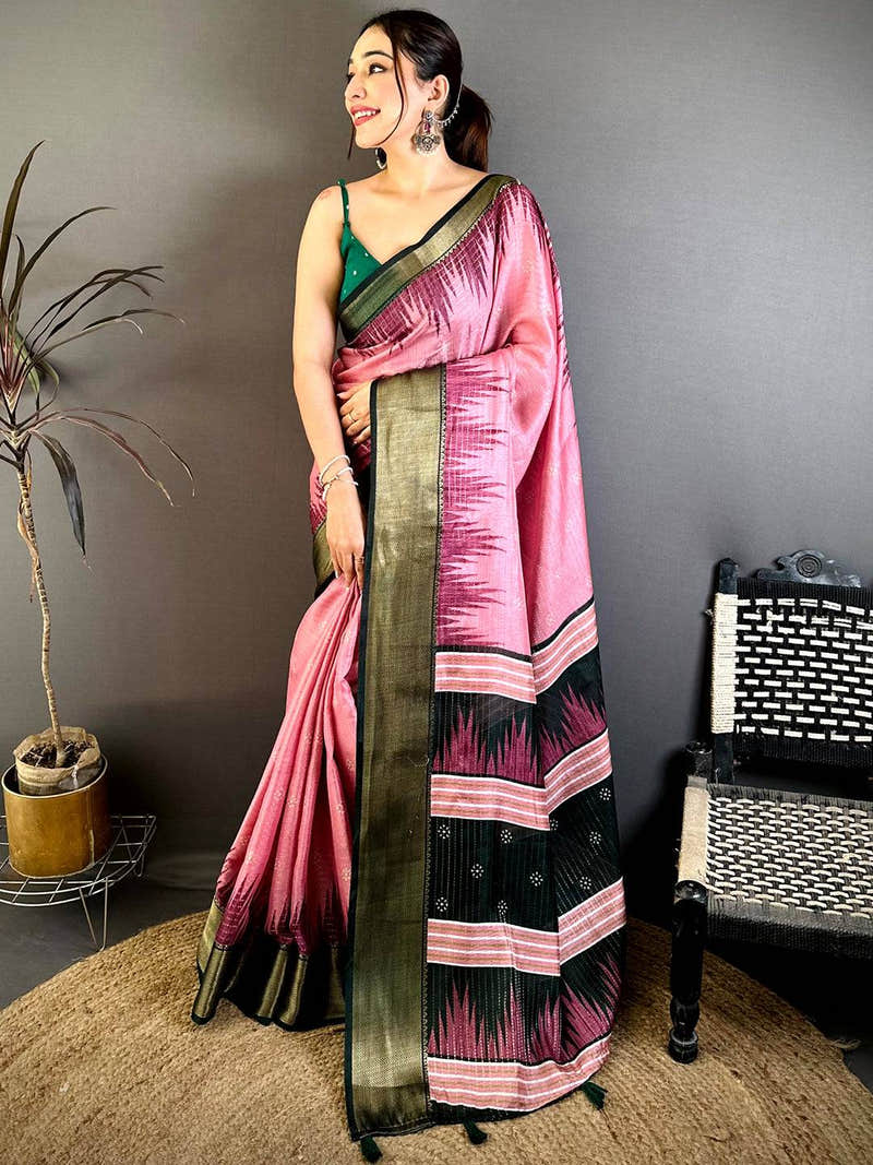 Radiant Soft Dola Self Zari Katha Weaving Saree