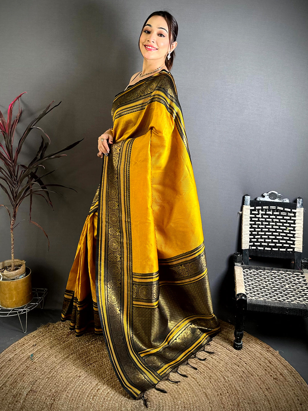 Opulent Copper Weave Katan Silk Saree